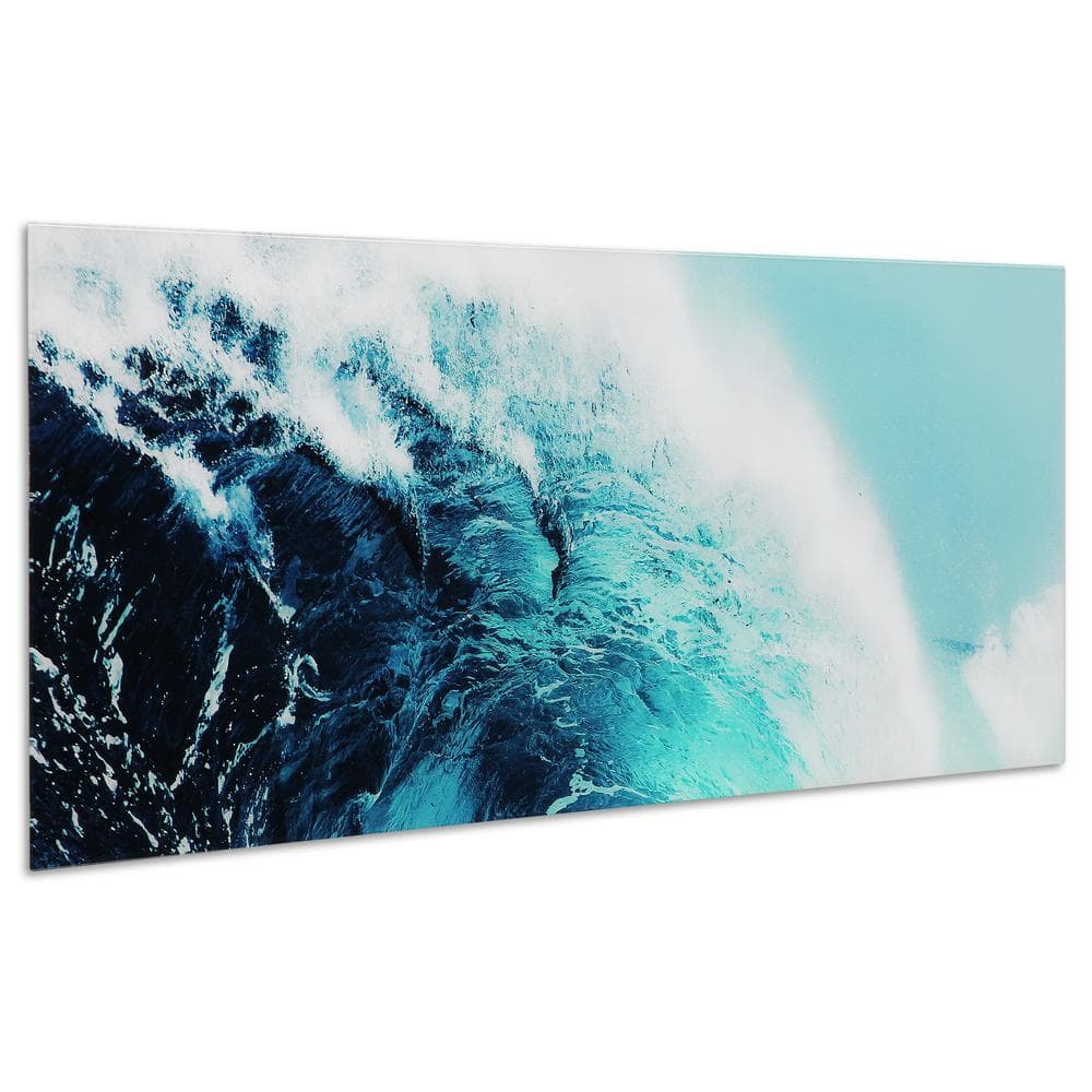 Empire Art Direct Blue Wave 1 & 2 Frameless Free Floating Tempered Glass Panel Graphic Wall Art, 24" x 63" each, Ready to Hang