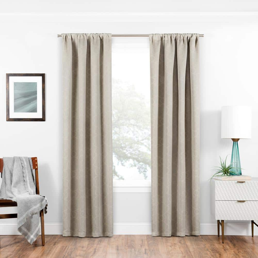 ECLIPSE Room Darkening Curtains for Bedroom - Isanti 37" x 95" Thermal Insulated Single Panel-Rod Pocket Light Blocking Curtains for Living Room, Ecru