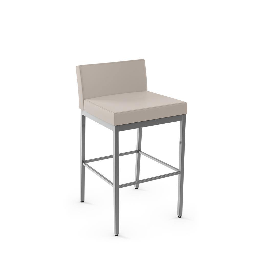 Amisco Fairfield Plus 26 In. Counter Stool - Cream Faux Leather / Metallic Grey Metal