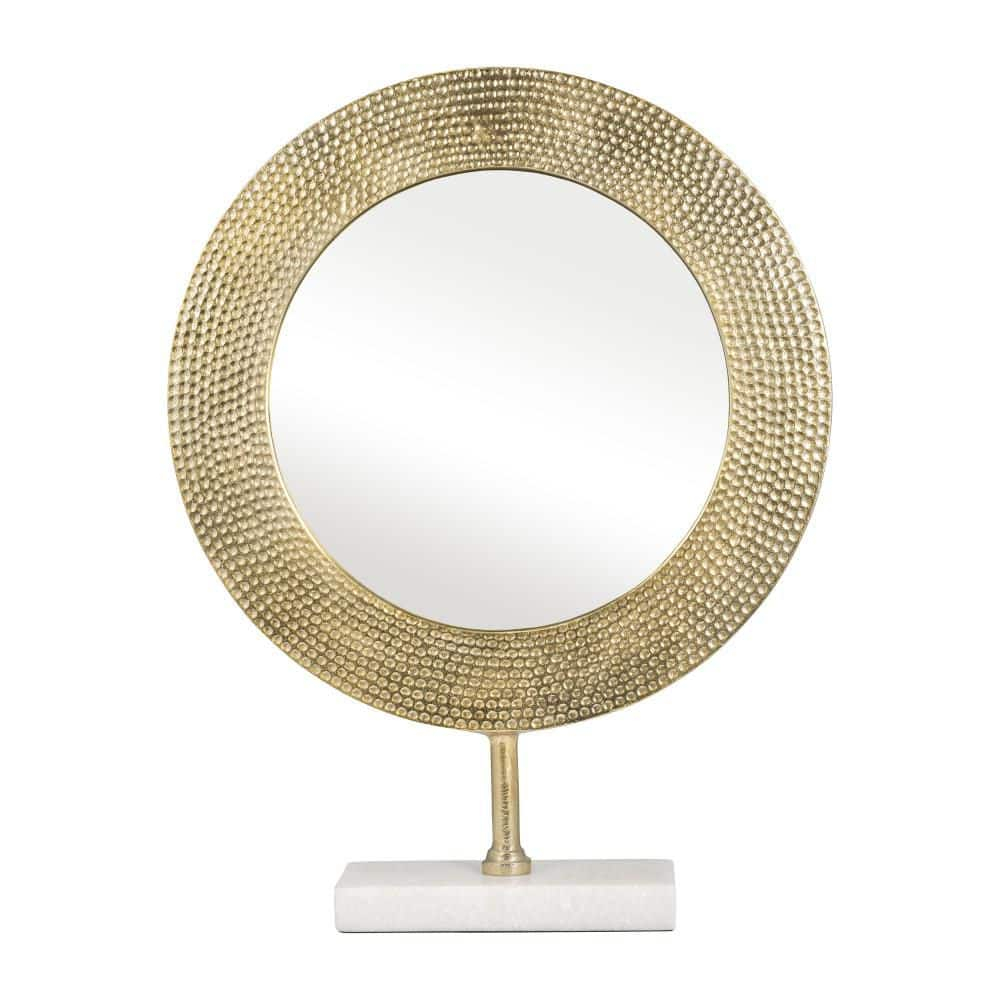Sagebrook Home Metal 21" Hammered Mirror On Stand, Gold