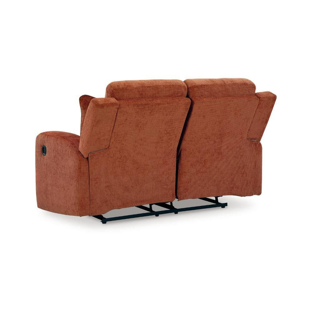 Tufted Orange Fabric Check Loveseat, 64-inch