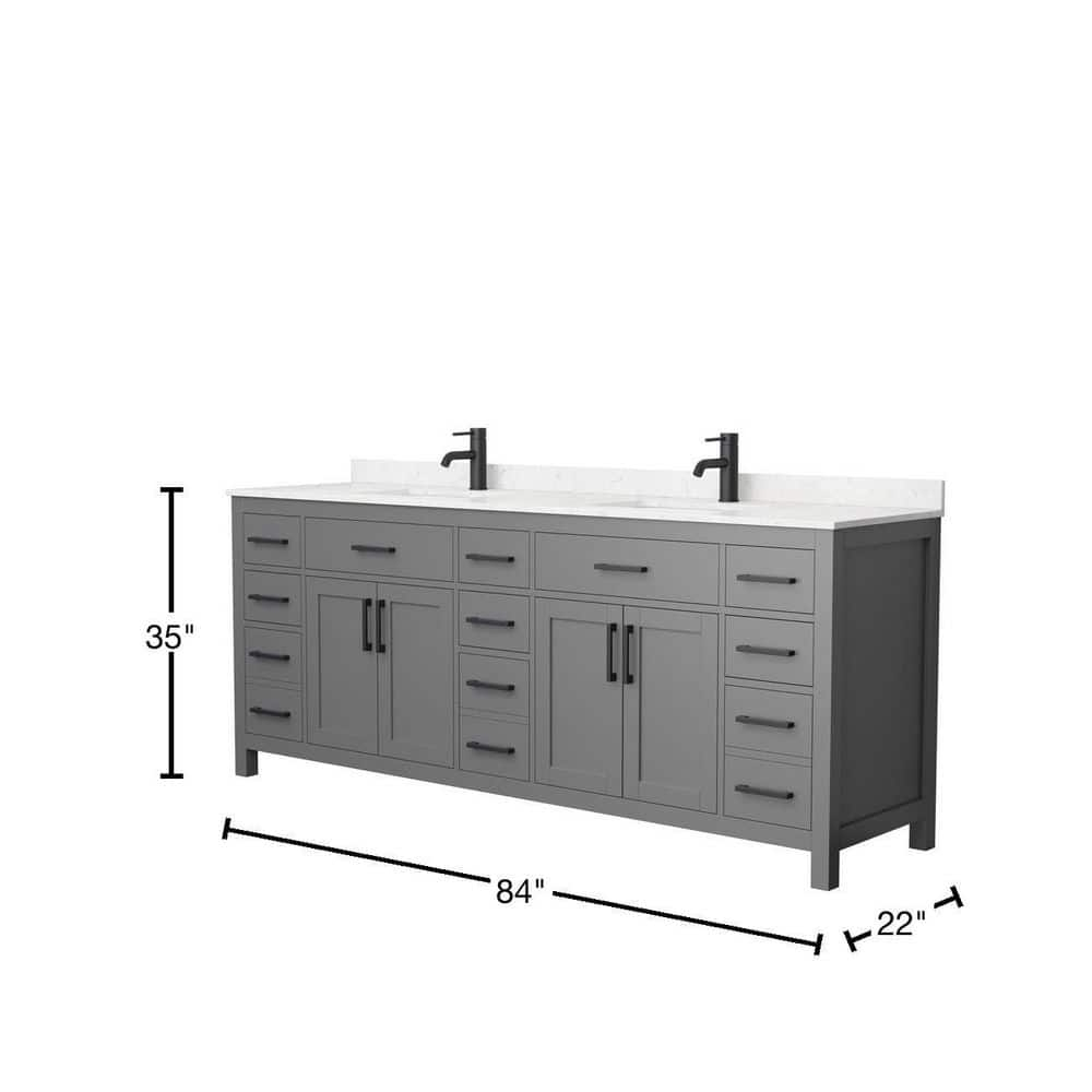 Wyndham Collection Beckett 84" Wood Double Bathroom Vanity in Dark Gray/Black