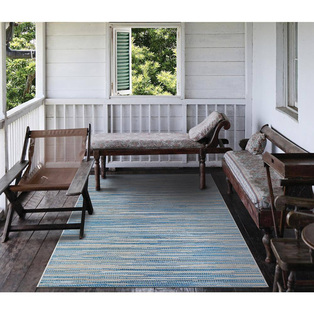 Couristan Monte Carlo Coastal Breeze Indoor/Outdoor Area Rug, 2'3" x 7'10" Runner, Ocean-Champagne
