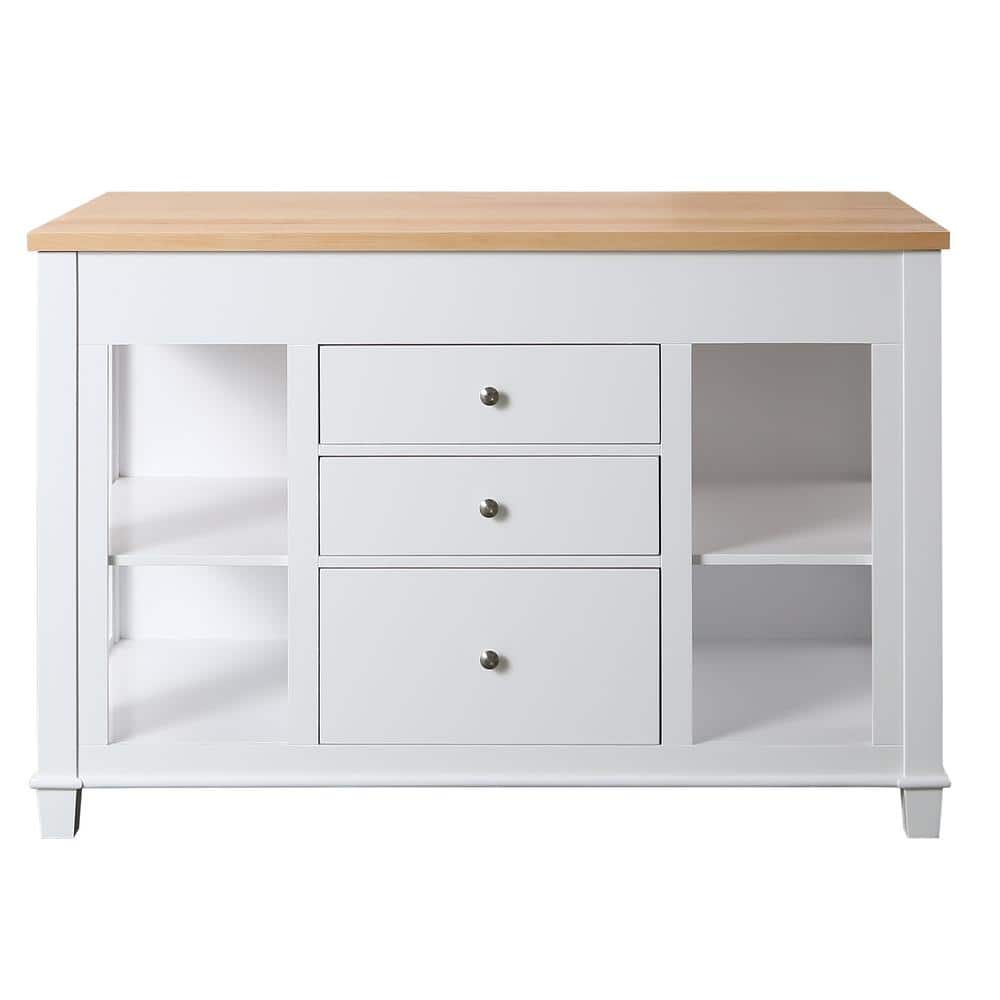 Medley White Kitchen Island with Slide Out Table