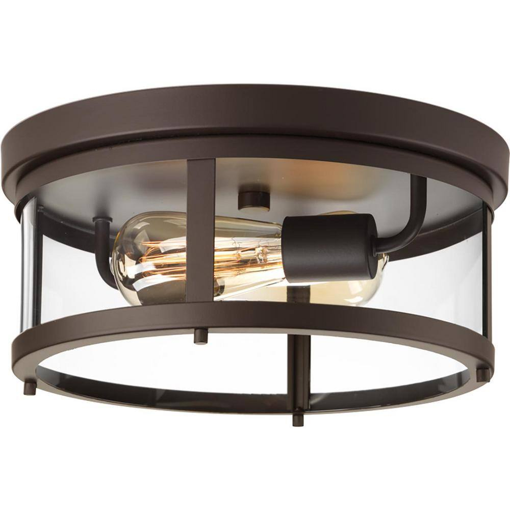 Progress Lighting - Two Light Flush Mount - Outdoor - Gunther - Outdoor Light -