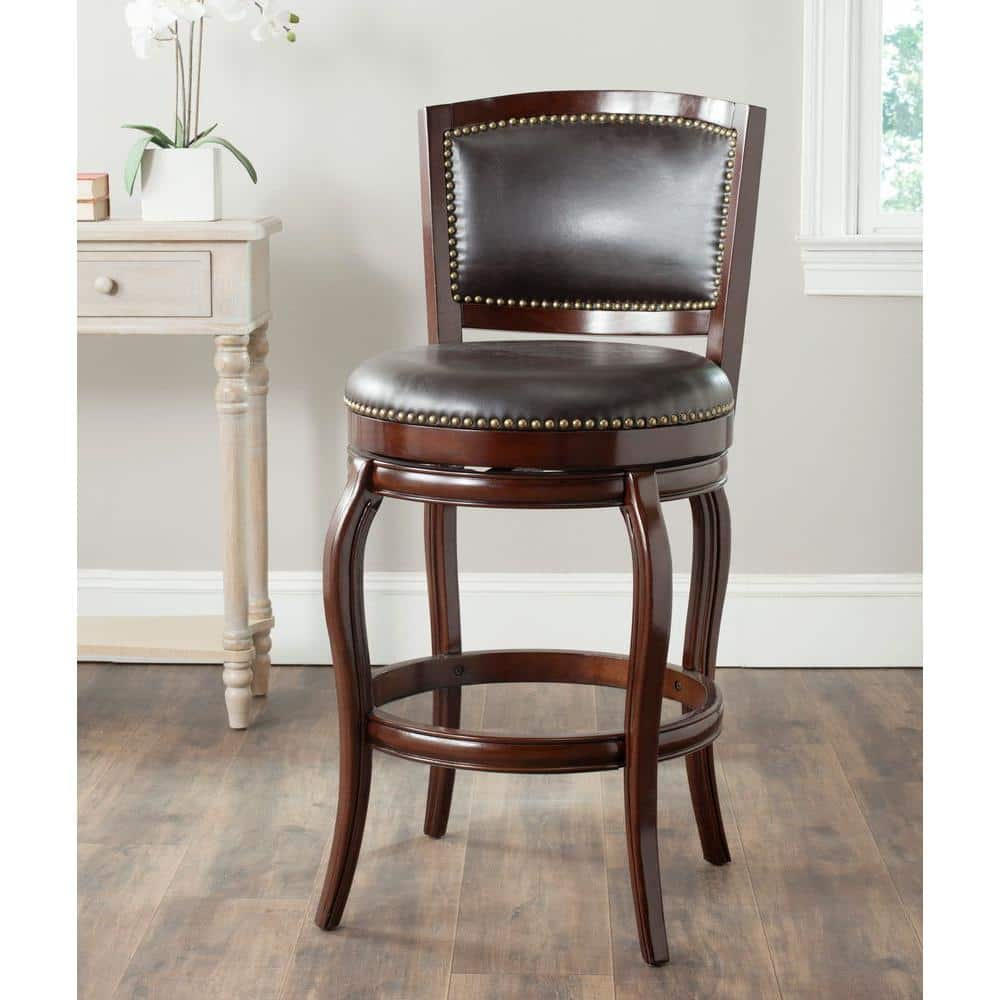 SAFAVIEH Pasquale Industrial Swivel Bar Stool with Footrest, Sierra/Brown