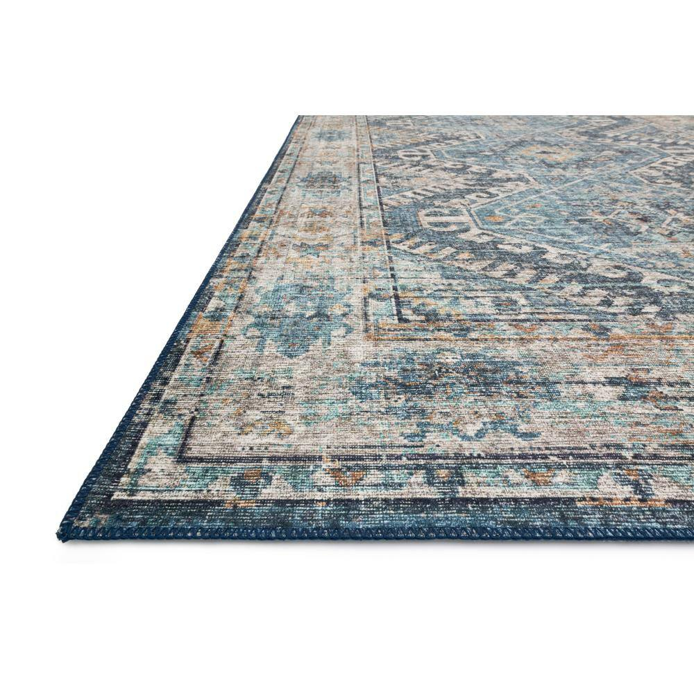 Denim and Natural Easy-Care Wool Blend 2' x 5' Area Rug