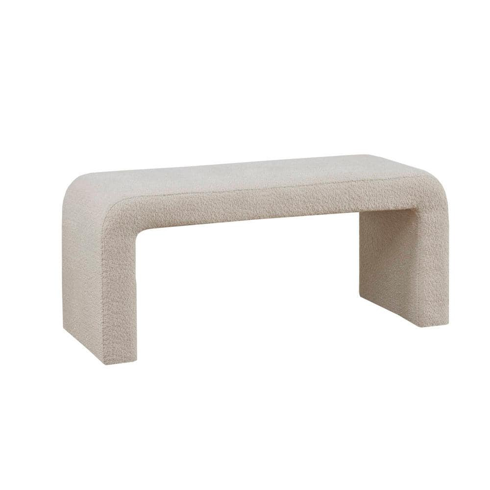 INK+IVY Steve 42" Contemporary Polyester Boucle Fabric Waterfall Bench in Beige