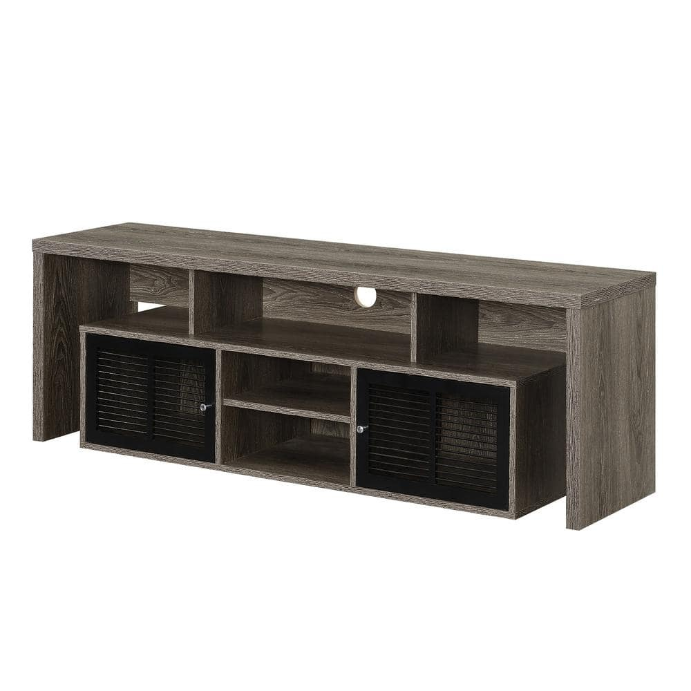 Convenience Concepts Lexington TV Stand with Storage Cabinets and Shelves, Maximum Screen Size 65", Weathered Gray & Black