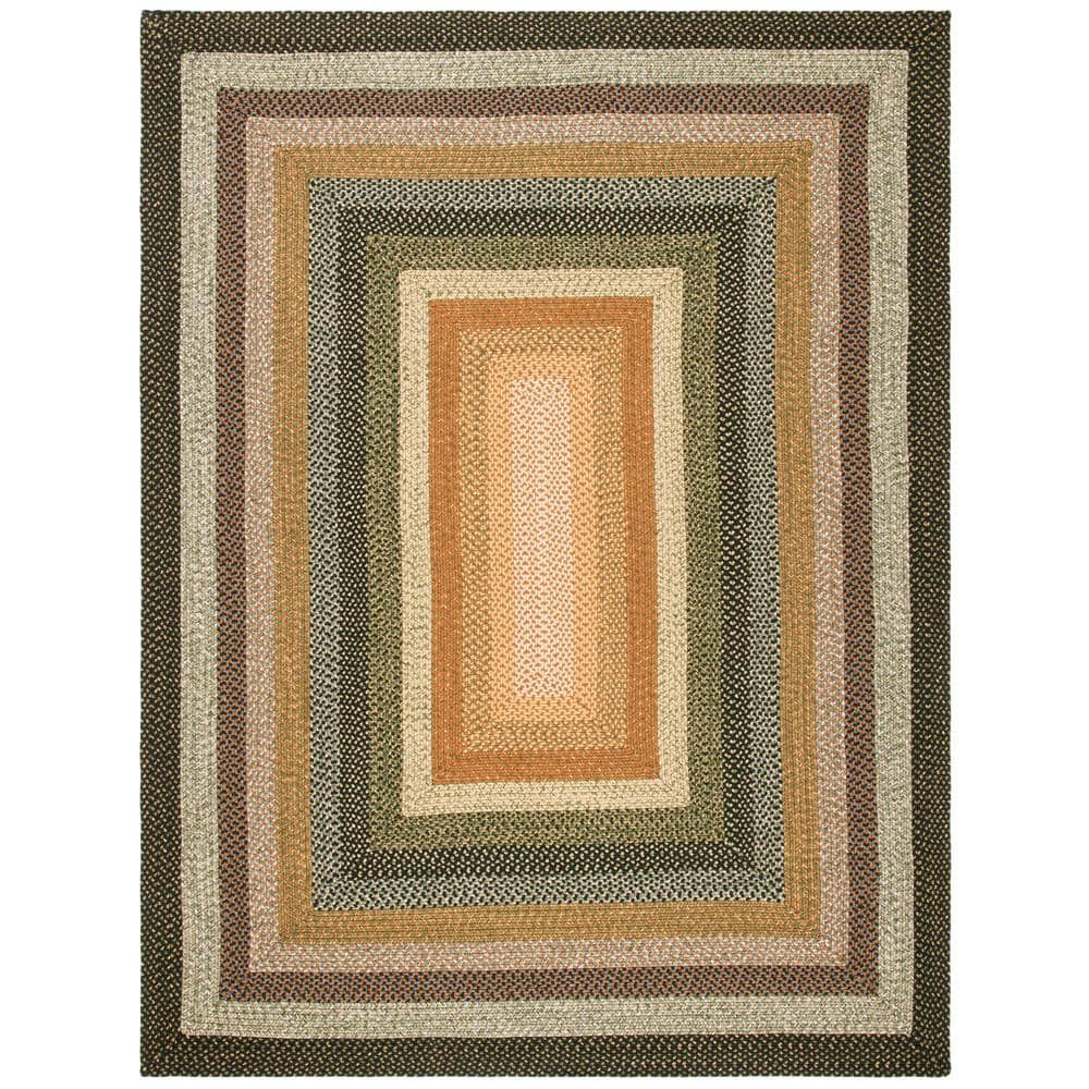 SAFAVIEH Braided Ellen Bordered Machine Washable Reversible Area Rug, Multi, 9' x 12'