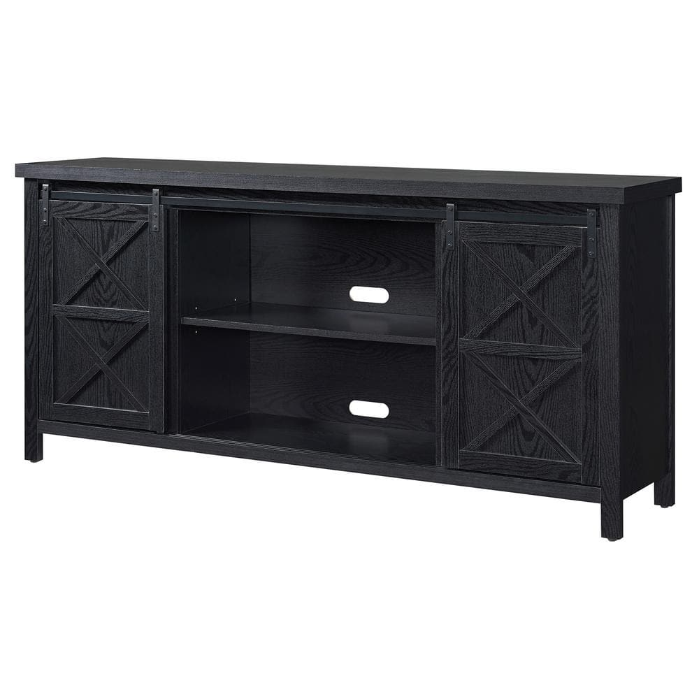 Evelyn&Zoe Elmwood Rectangular TV Stand for TV's up to 75", Black Grain