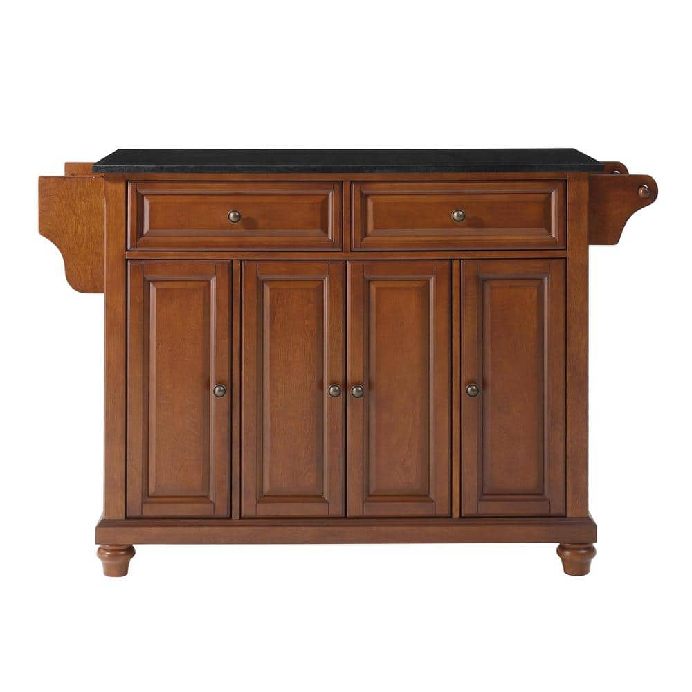 Crosley Furniture Cambridge Wood Kitchen Island in Cherry/Black
