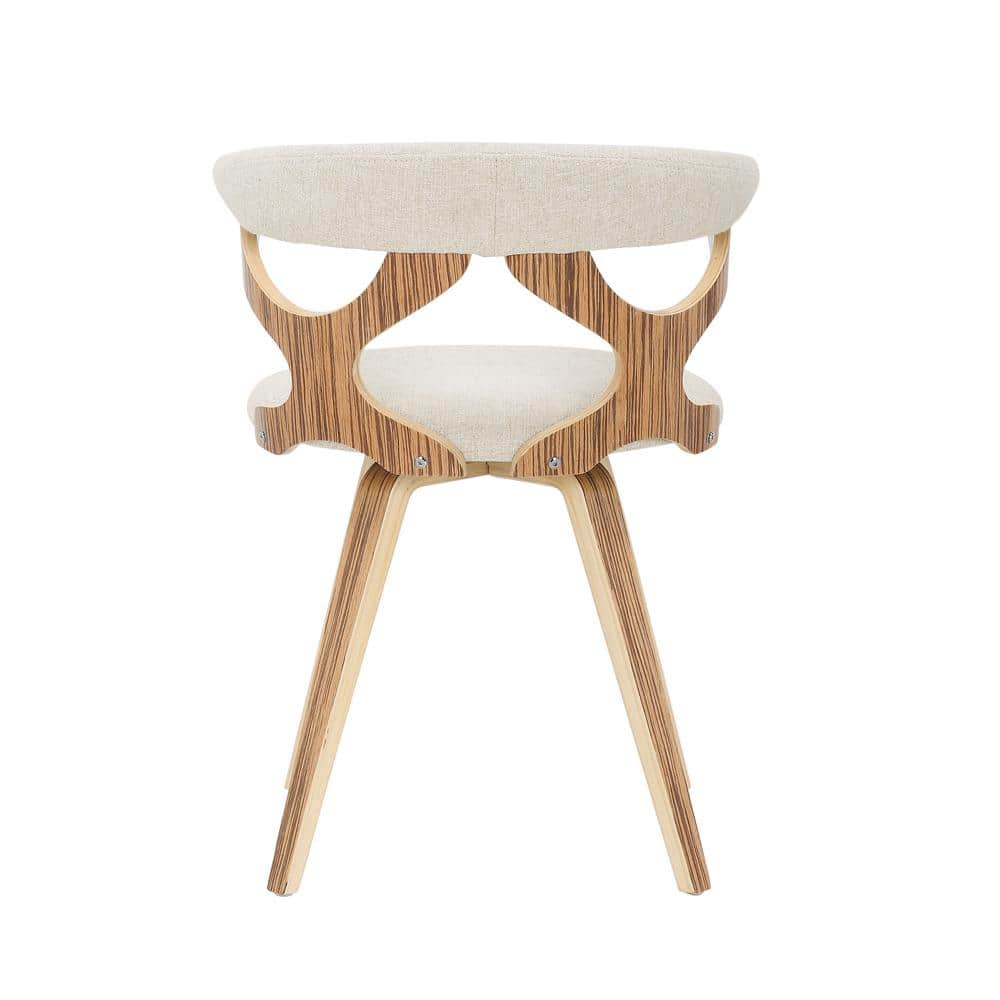 LumiSource Zebra Wood, Cream Fabric Gardenia Chair