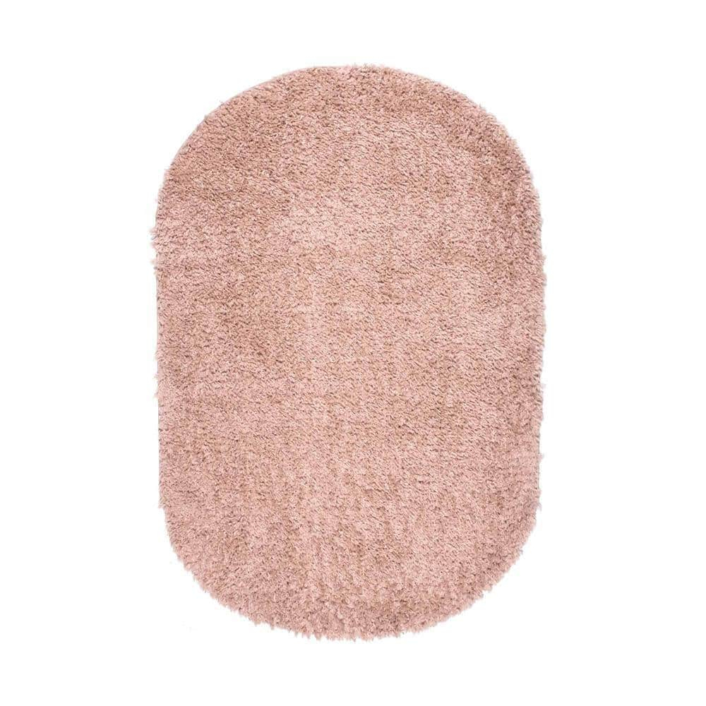 Bohemian Bliss Pink Tasseled Shag Oval Rug, 79" Easy Care