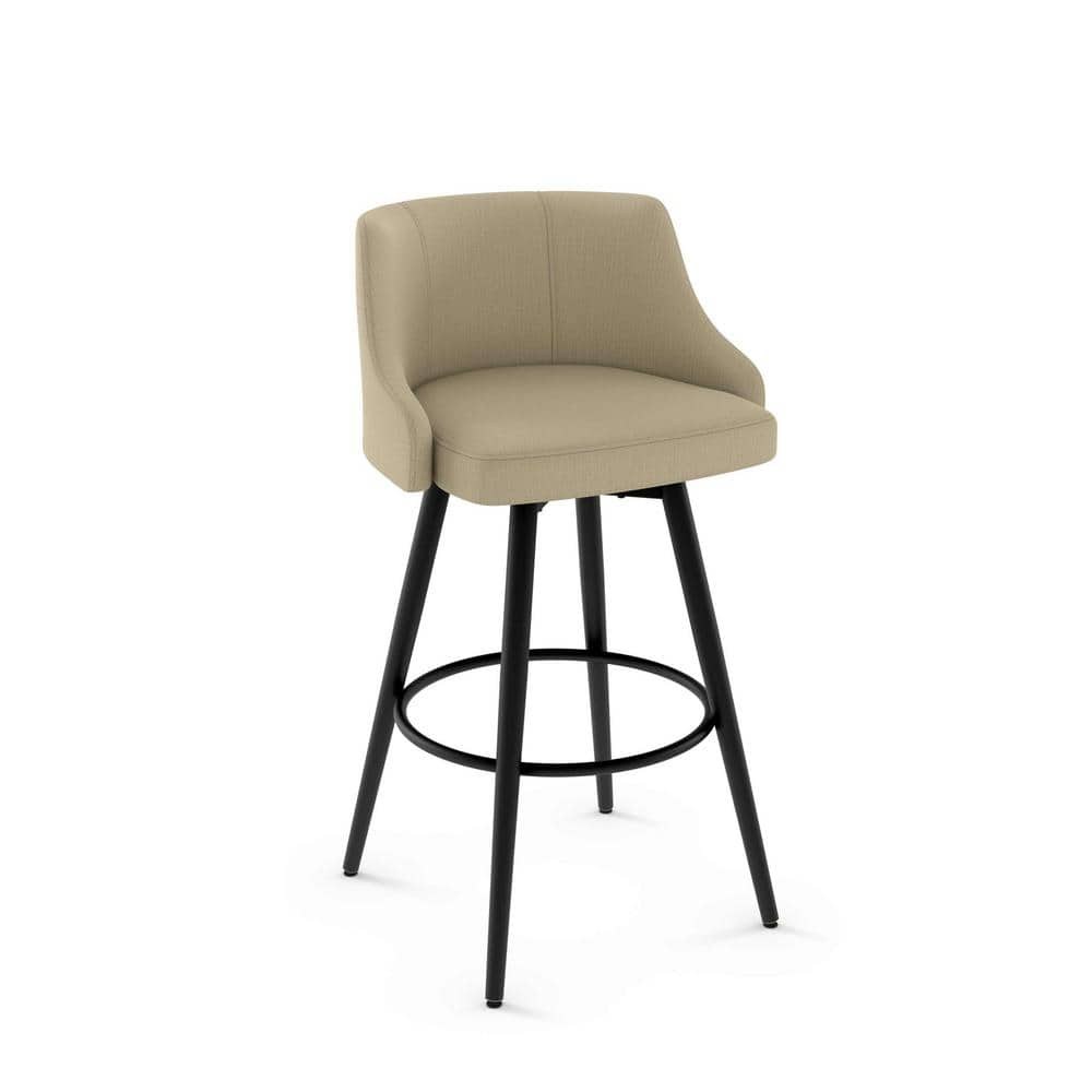 Amisco Duncan 26 In. Swivel Counter Stool - Beige Fabric / Black Metal