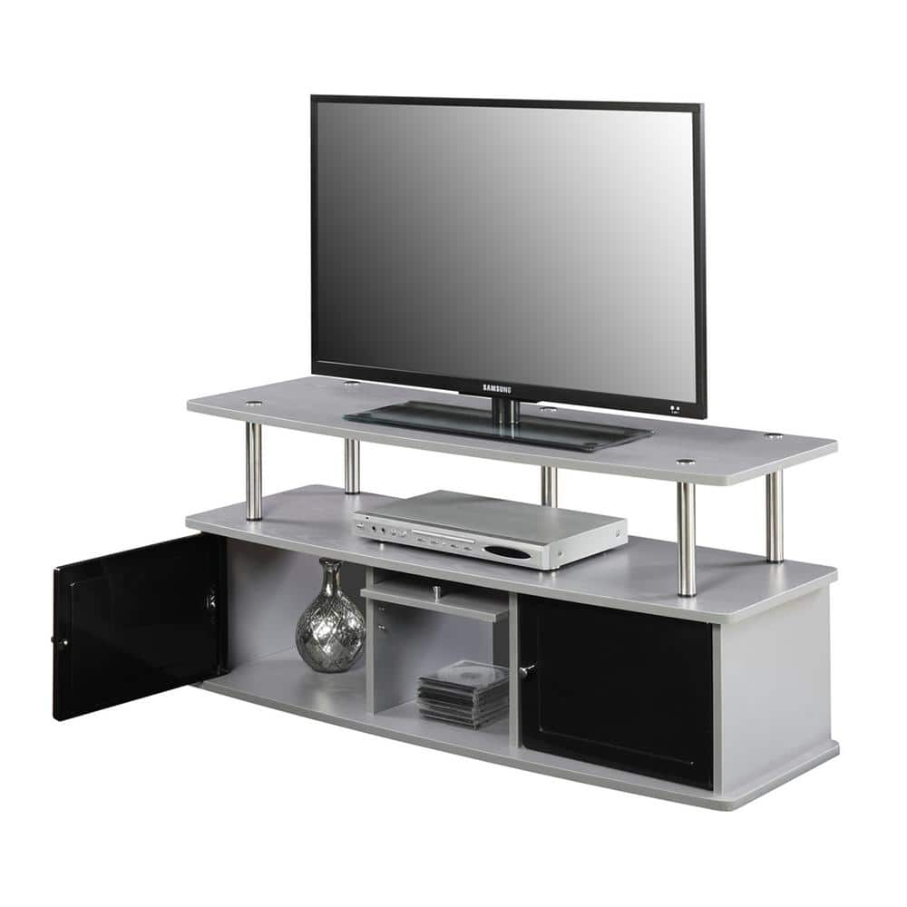 Designs2Go TV Stand with 3 Storage Cabinets and Shelf for TVs up to 55 inches, Gray