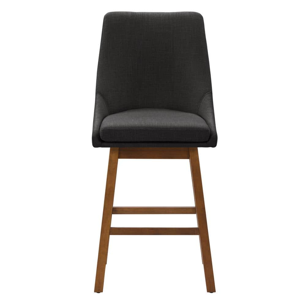 Luca Dark Gray Fabric Upholstered Formed Back Counter Bar Stools - Set of 2