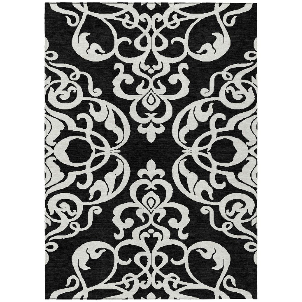 Addison Rugs Chantille ACN973 Black 2'6" x 3'10" Indoor Outdoor Area Rug, Easy Clean, Machine Washable, Non Shedding, Bedroom, Entry, Living Room, Dining Room, Kitchen, Patio Rug