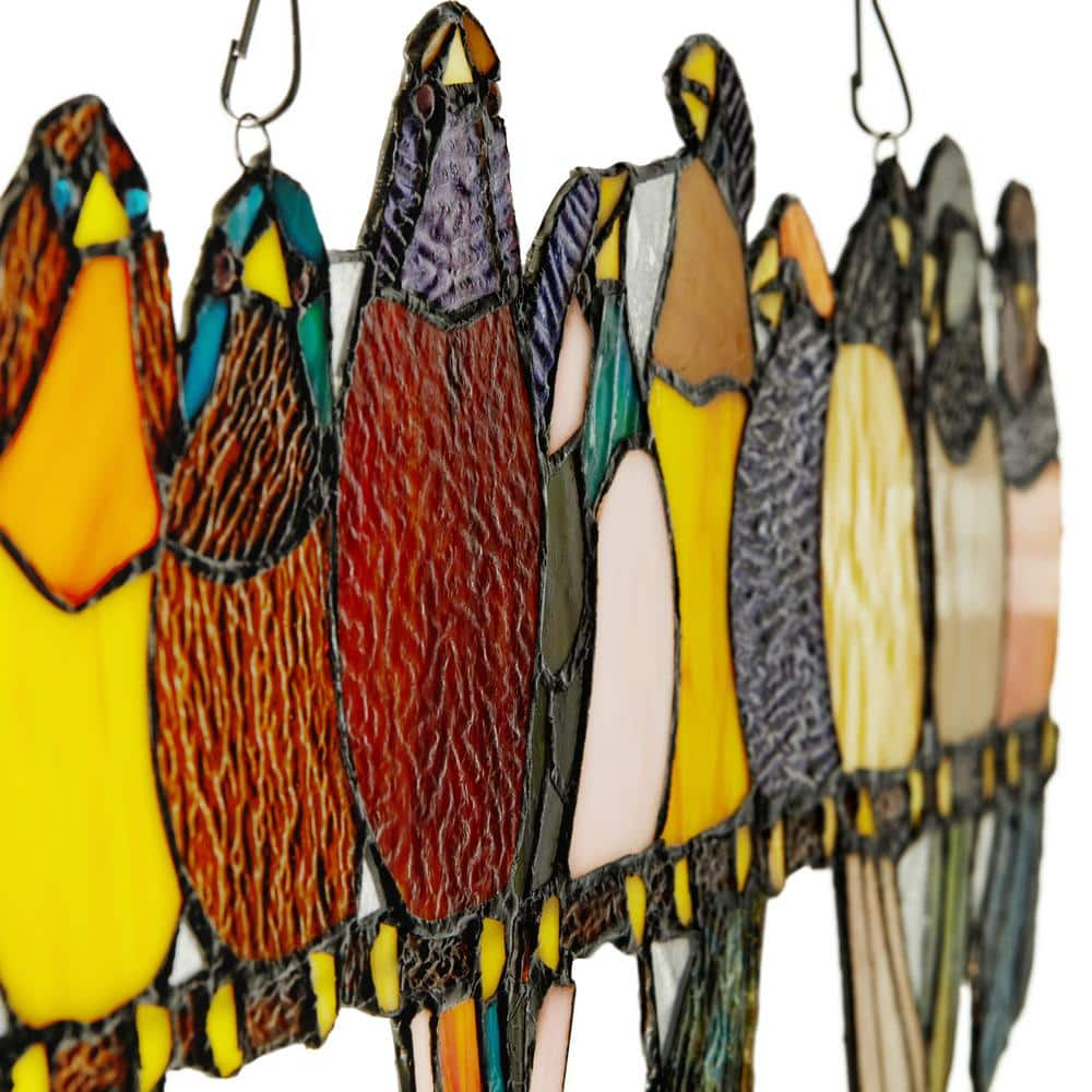 River of Goods  Stained Glass Birds on Wire 9.25-in. Window Panel - 24.25"L x 0.25"W x 9.5"H