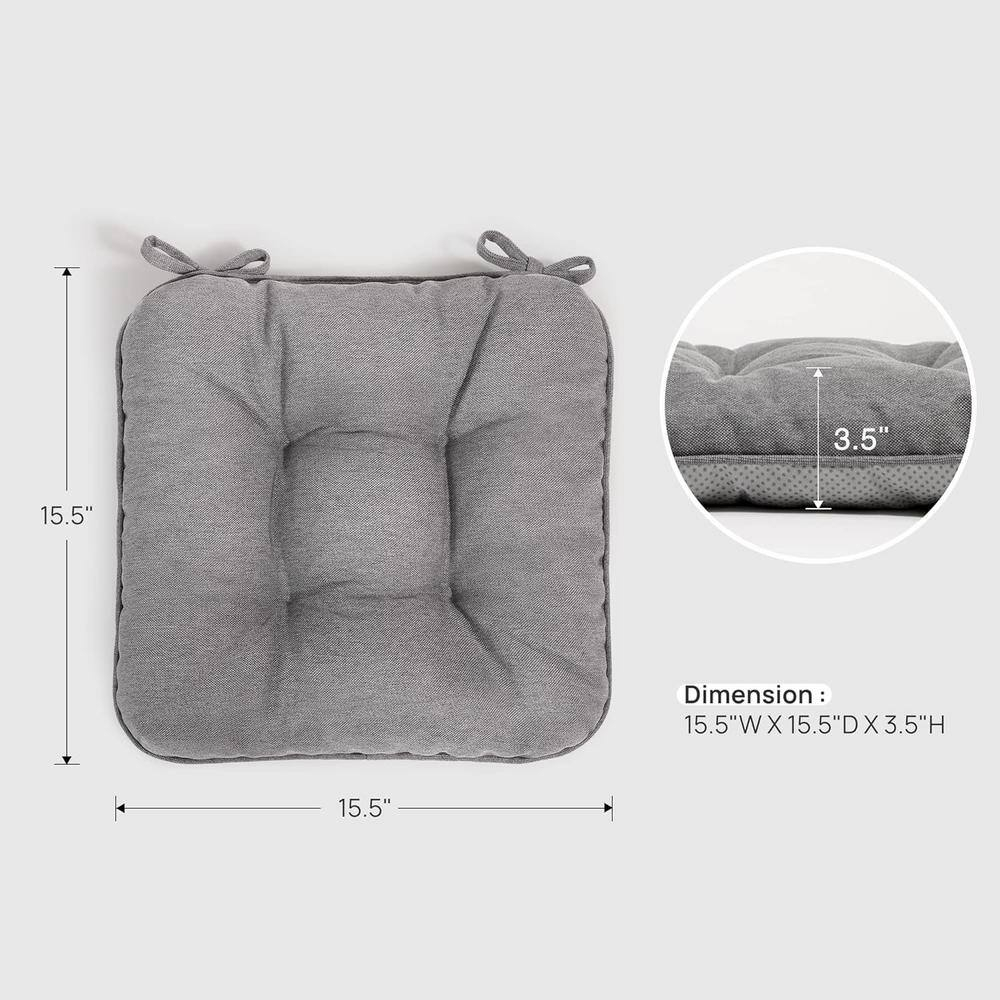 15.5 in. Gray Memory Foam Dining Chair Cushions Set of 4