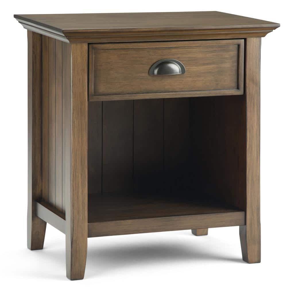 Simpli Home Acadian Solid Wood Bedside Table In Rustic Natural Aged Brown