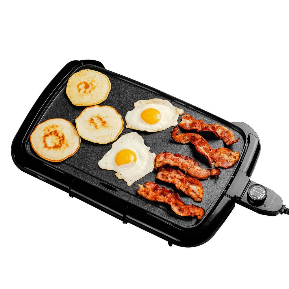 OVENTE Electric Griddle with 16" x 10" Flat Non-Stick Cooking Surface, Black GD1610B