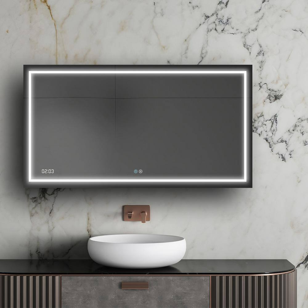 Elegance 60" Silver Full-Length Rectangular LED Bathroom Mirror