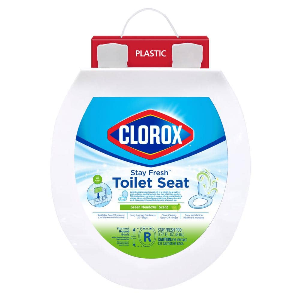 Clorox Antimicrobial Round Stay Fresh Scented Plastic Toilet Seat with Easy-off Hinges