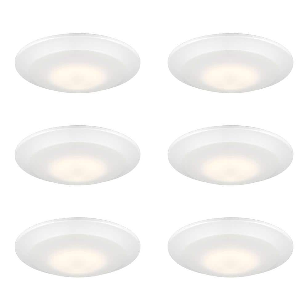 Designers Fountain LED Recessed Ceiling Lights 6 Pack, 7 inch CCT Disk Light Fixtures, Dimmable, 1000 Lumens, 3000K /4000K, White Trim, RC7WHWH8102C-6