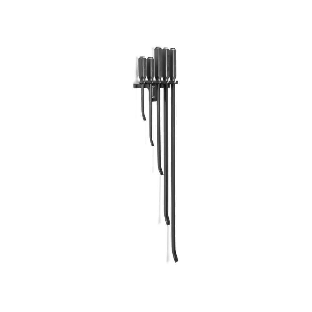 Tekton 5-Piece Black Steel Pry Bar Set with Wall Hanger
