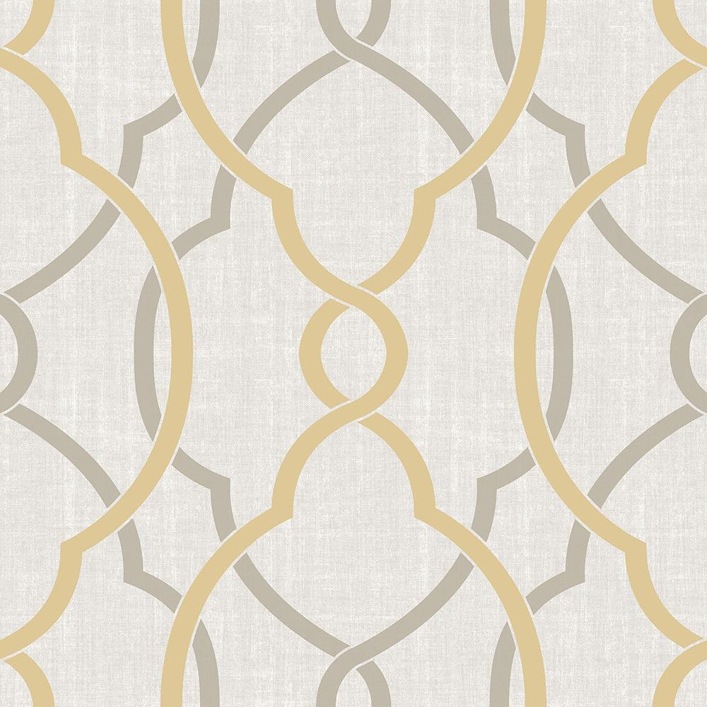 NuWallpaper Papel Tapiz de Vinilo Color Topo y Amarillo Sausalito, 216 X 20,5 Pulgadas, 30,75 Pies Cuadrados.