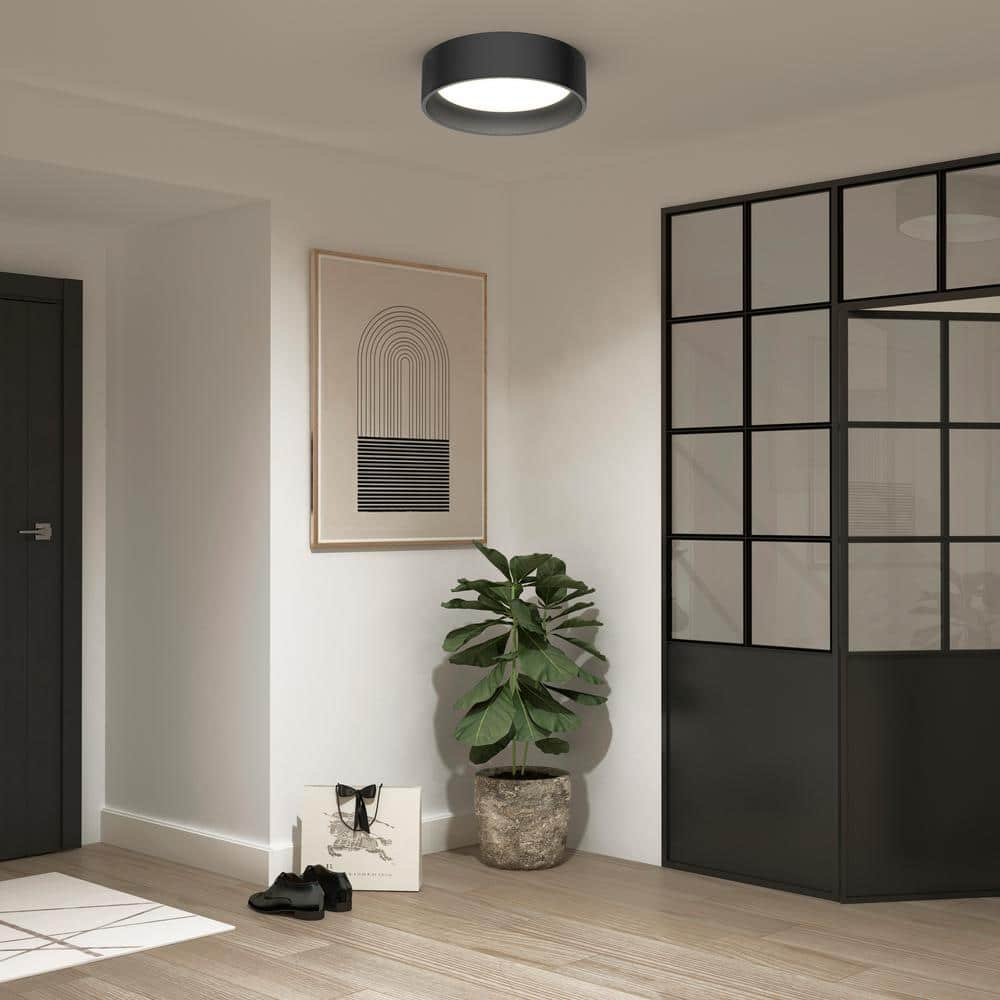 Artika Alton Ceiling Light 1 Light Integrated LED CCT Flush Mount Black
