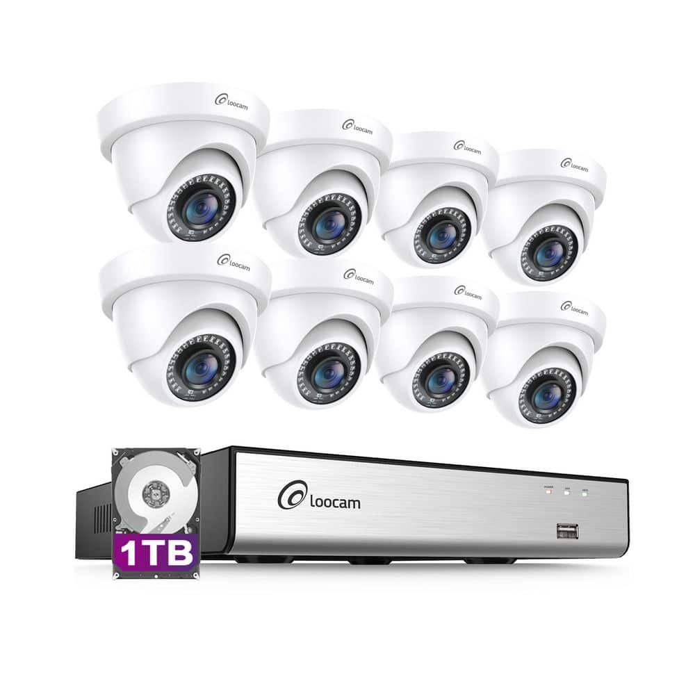 Security Camera System Outdoor with AI Human/Vehicle Detection, 2MP HD 1920TVL Wired CCTV Surveillance Camera System, H.265+ 8CH DVR & 1TB Hard Drive, Smart Playback, Remote Access, Email Alert