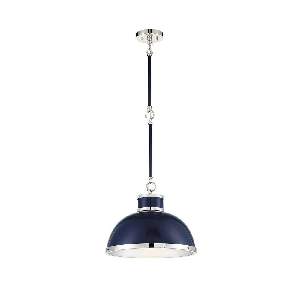 Savoy House Corning 1 - Light Pendant in  Navy/Polished Nickel