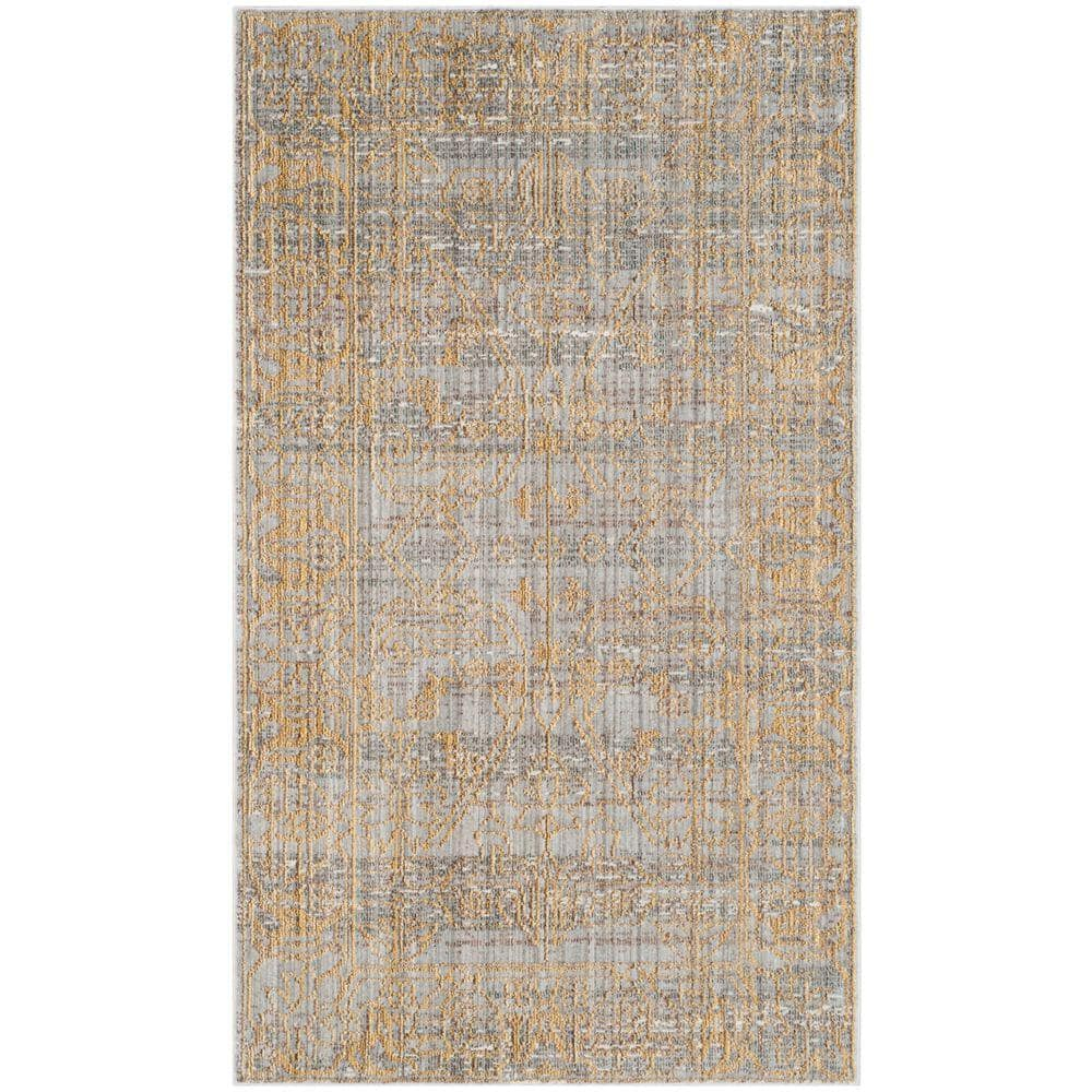 SAFAVIEH Valencia Julian Overdyed Polyester Area Rug, Grey/Gold, 3' x 5'