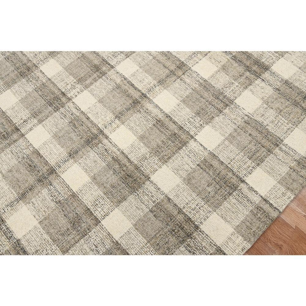 Tartan 4 x 6 Sand Plaid Pattern Area Rug for High Traffic Living Room Dining Room Bedroom