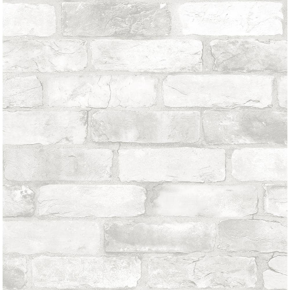 NuWallpaper Loft White Brick Raised Ink Vinyl Peel And Stick Wallpaper, 216-in by 20.5-in, 30.75 sq. ft.