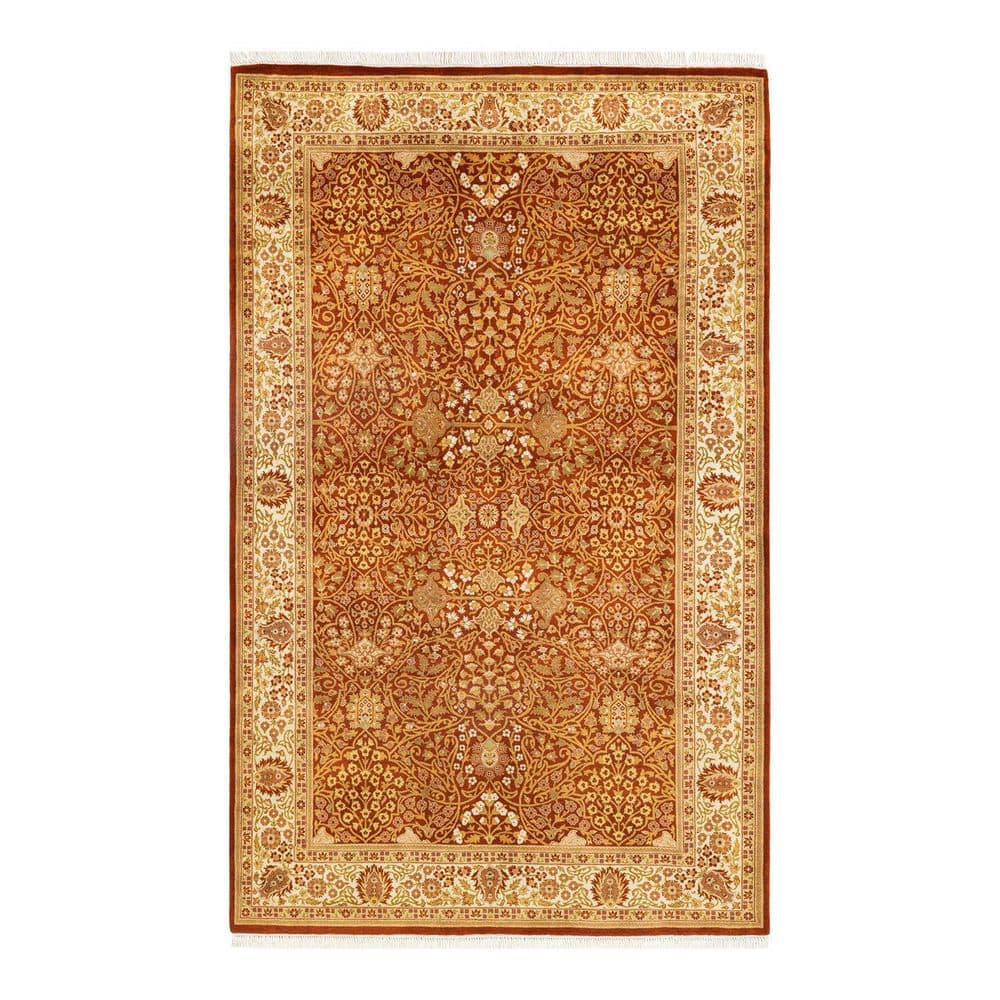 Solo Rugs Classic One-of-a-Kind Hand-Knotted New Age 5'1" x 8'3" Wool Area Rug in Orange/Beige & Reviews | Perigold