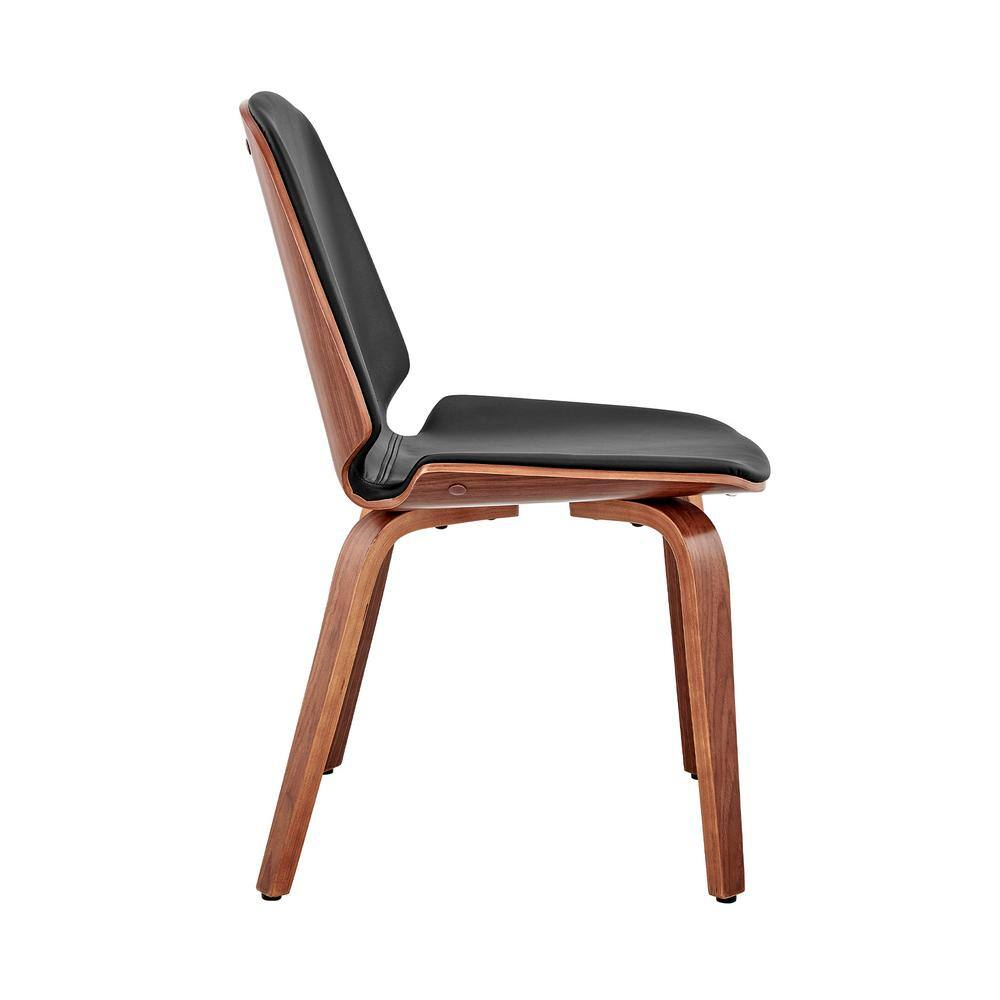 Armen Living Brinley 18" Faux Leather Dining Room Accent Chair in Black/Walnut