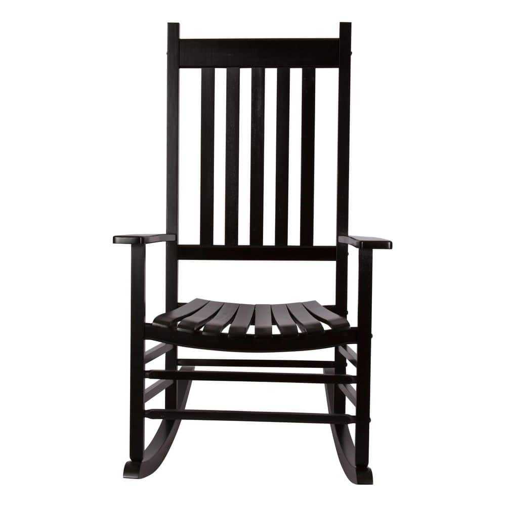 Shine Company Vermont Porch Rocker, High Back Wood Rocking Chair, Black