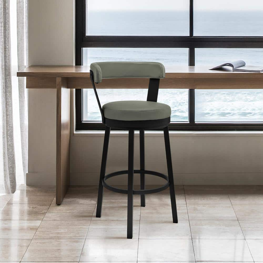 Armen Living Bryant Swivel 30 in. Faux Leather Bar Stool