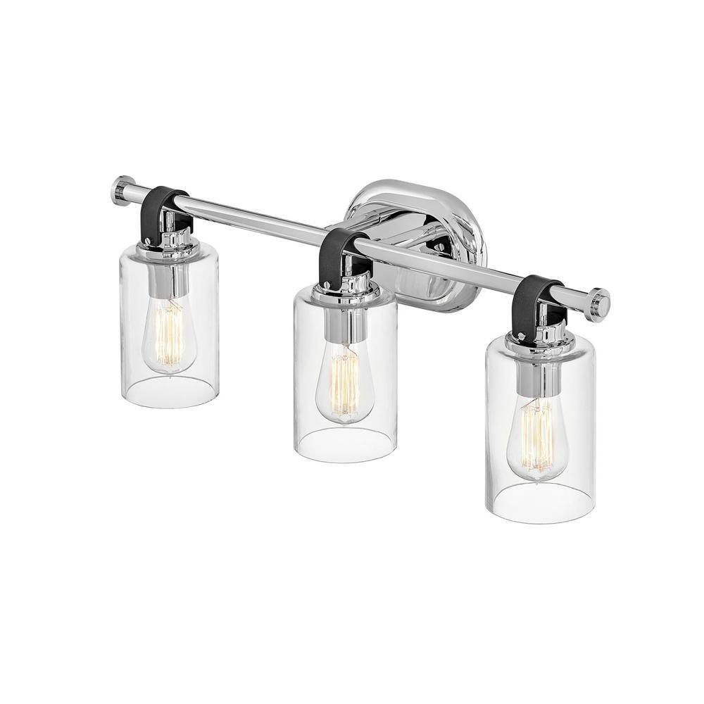 Halstead Chrome 3-Light Vanity with Clear Glass Shades
