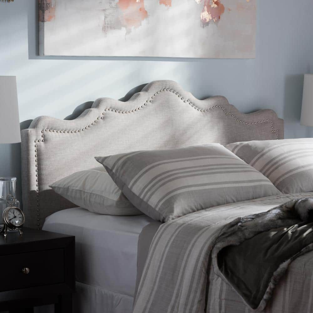 Baxton Studio Nadeen Modern and Contemporary Greyish Beige Fabric Queen Size Headboard