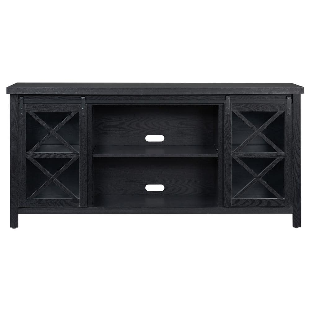 Evelyn&Zoe Clementine Rectangular TV Stand for TV's up to 75", Black Grain