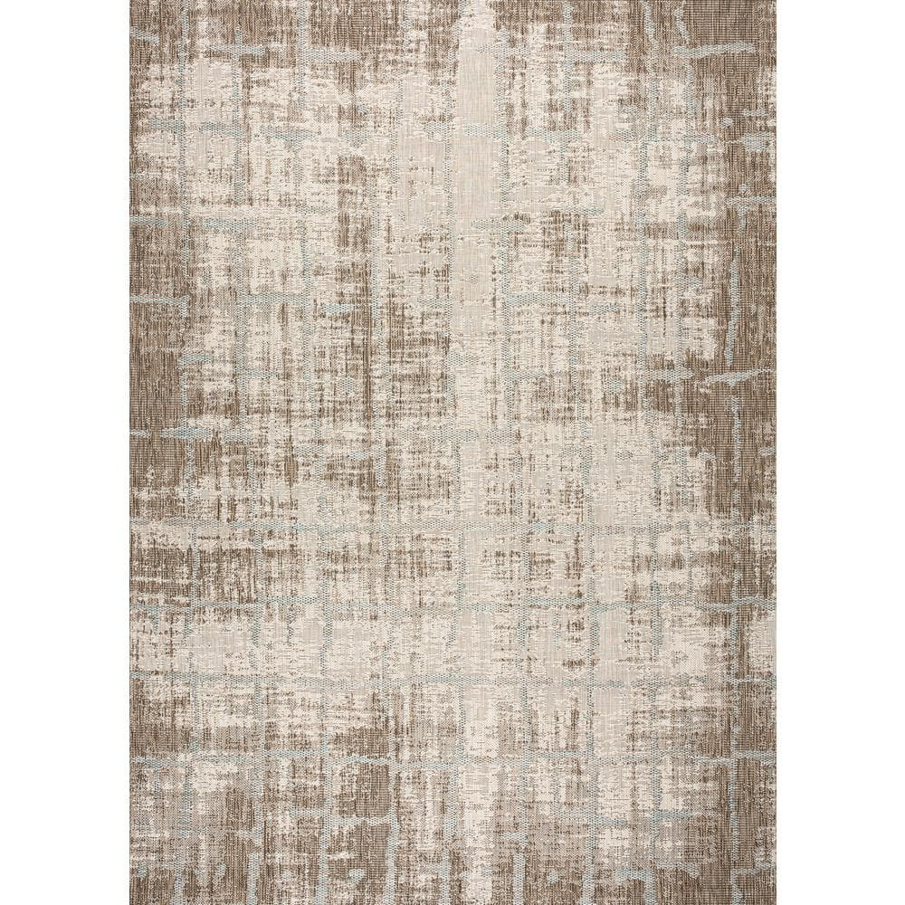 Couristan 5.25' x 7.5' Brown and Ivory Contemporary Rectangular Outdoor Area Throw Rug