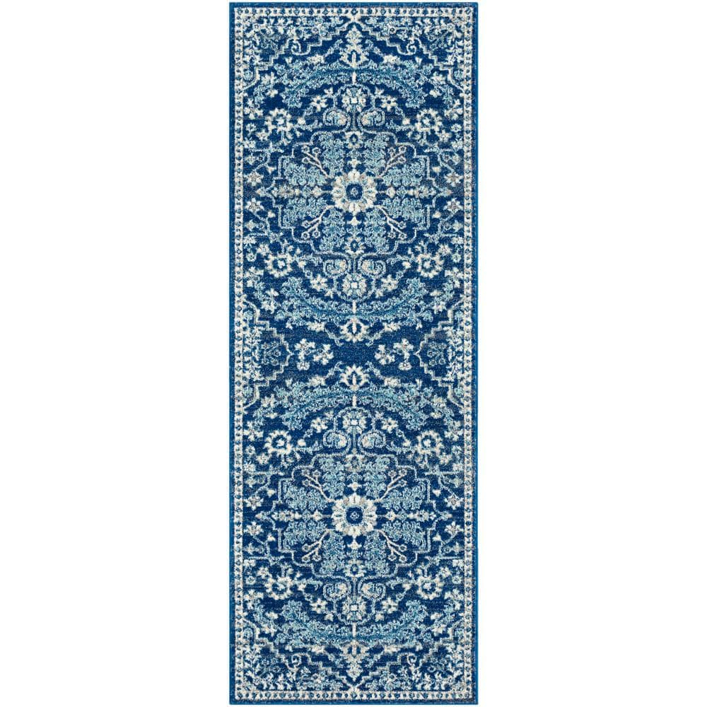 Livabliss Harput Vintage Medallion Runner Area Rug,2'7" x 7'3",Navy