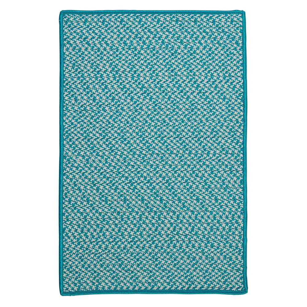 Outdoor Houndstooth Tweed - Turquoise 7'x9'