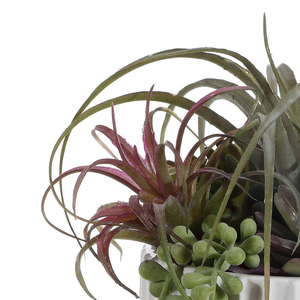 SAFAVIEH Faux 9.5 Inch Mixed Succulent Potted Plant, White