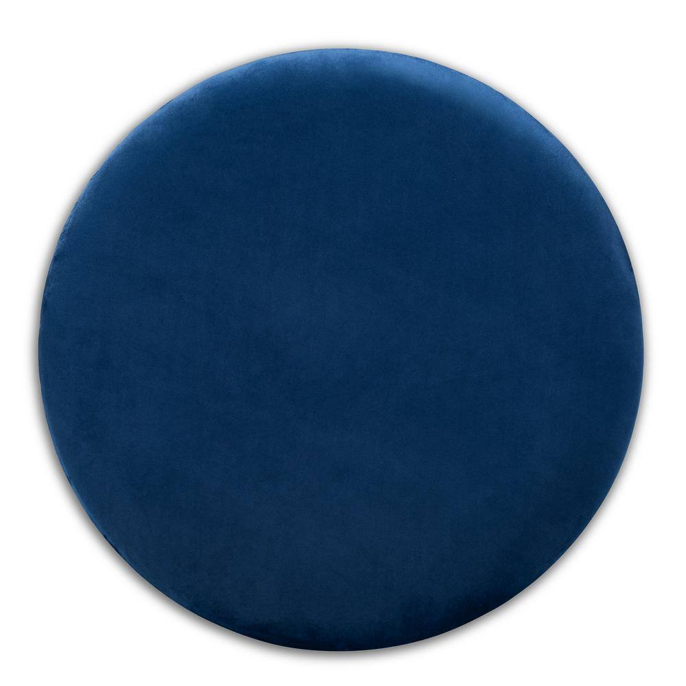 Marisa Navy Blue Velvet and Gold Storage Ottoman
