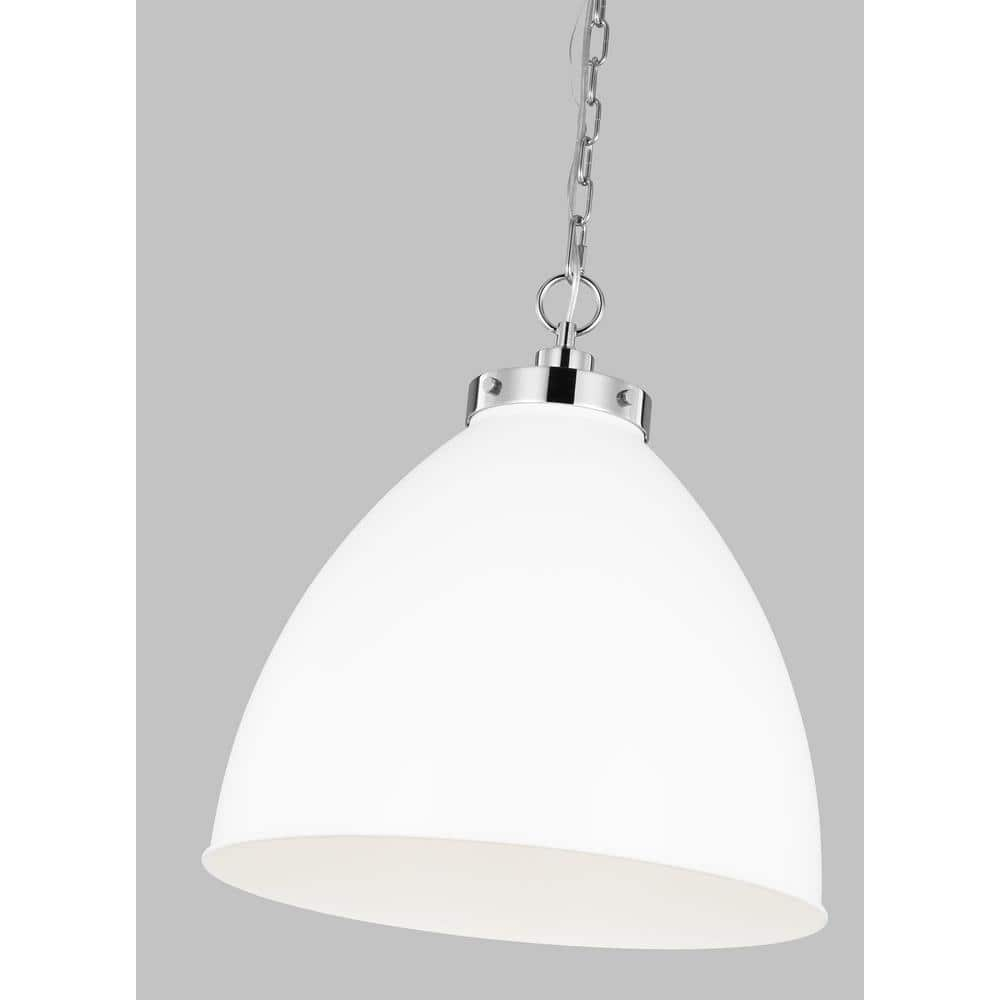 Elegant Matte White and Polished Nickel Bowl Pendant Light